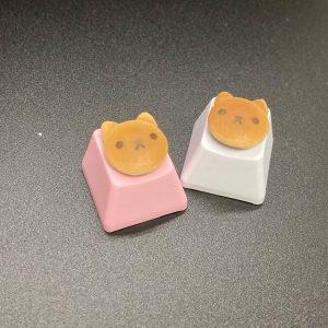 Cartoo Keycaps Cute For Doraemon cat Dorayaki Cute pink white Keyboard Keycap Personality Design Replacement food 2