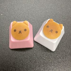 Cartoo Keycaps Cute For Doraemon cat Dorayaki Cute pink white Keyboard Keycap Personality Design Replacement food