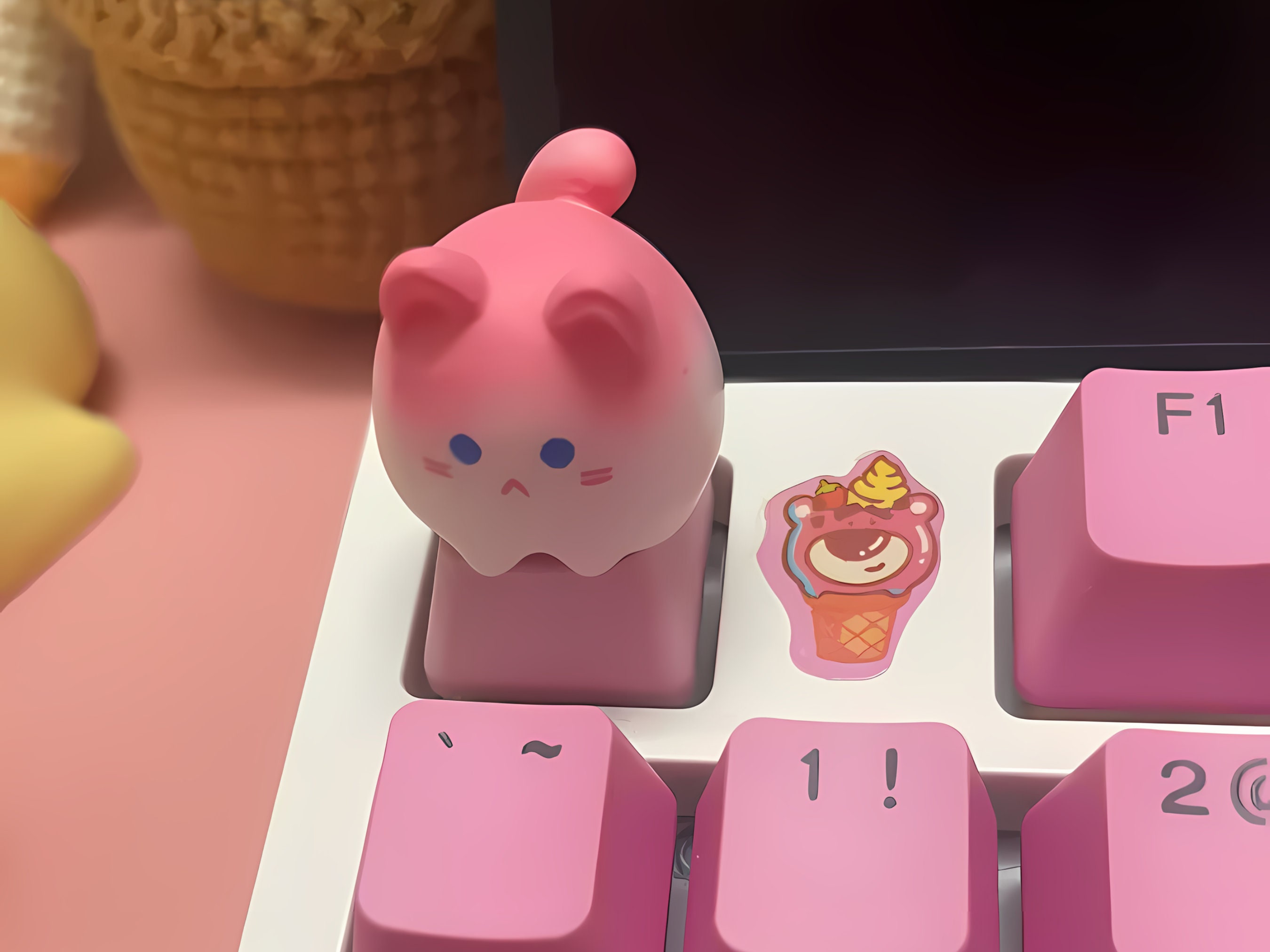 Cute Animals Keycap, Kawaii Keycap, Artisan Keycap, Keycap for MX Cherry Switches Mechanical Keyboard, Handmade Gift
