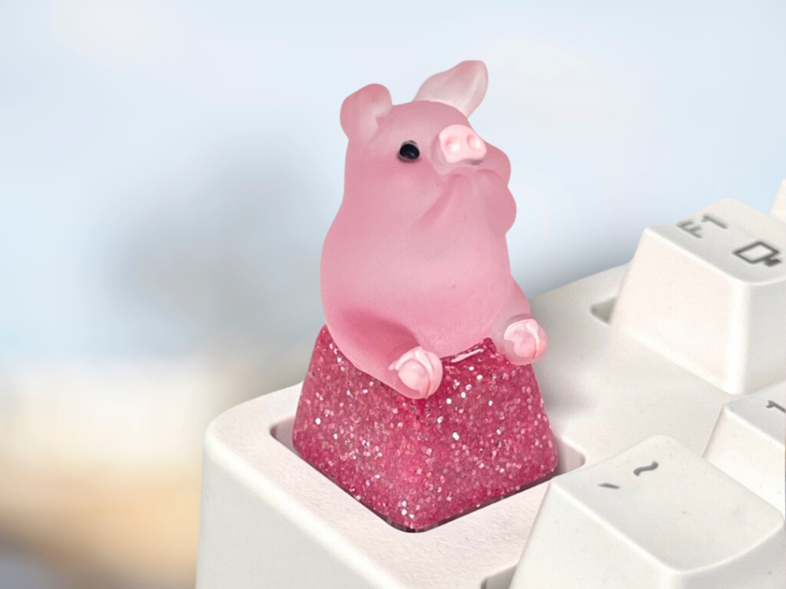 Pinky Pig Keycap, Cute Animal Keycap, Artisan Keycap, Keycap for MX Cherry Switches Mechanical Keyboard, Handmade Gift